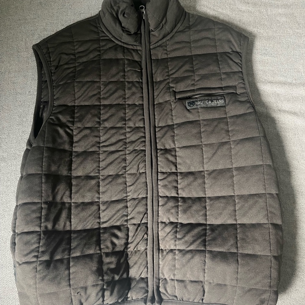 Nautica Men’s Quilted Dark Gray Vest Size M